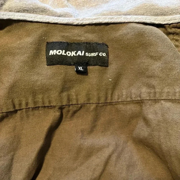 Molokai Surf Co shirt jacket men sz XL Hooded Button Up Olive Green 100% Cotton - Picture 4 of 4